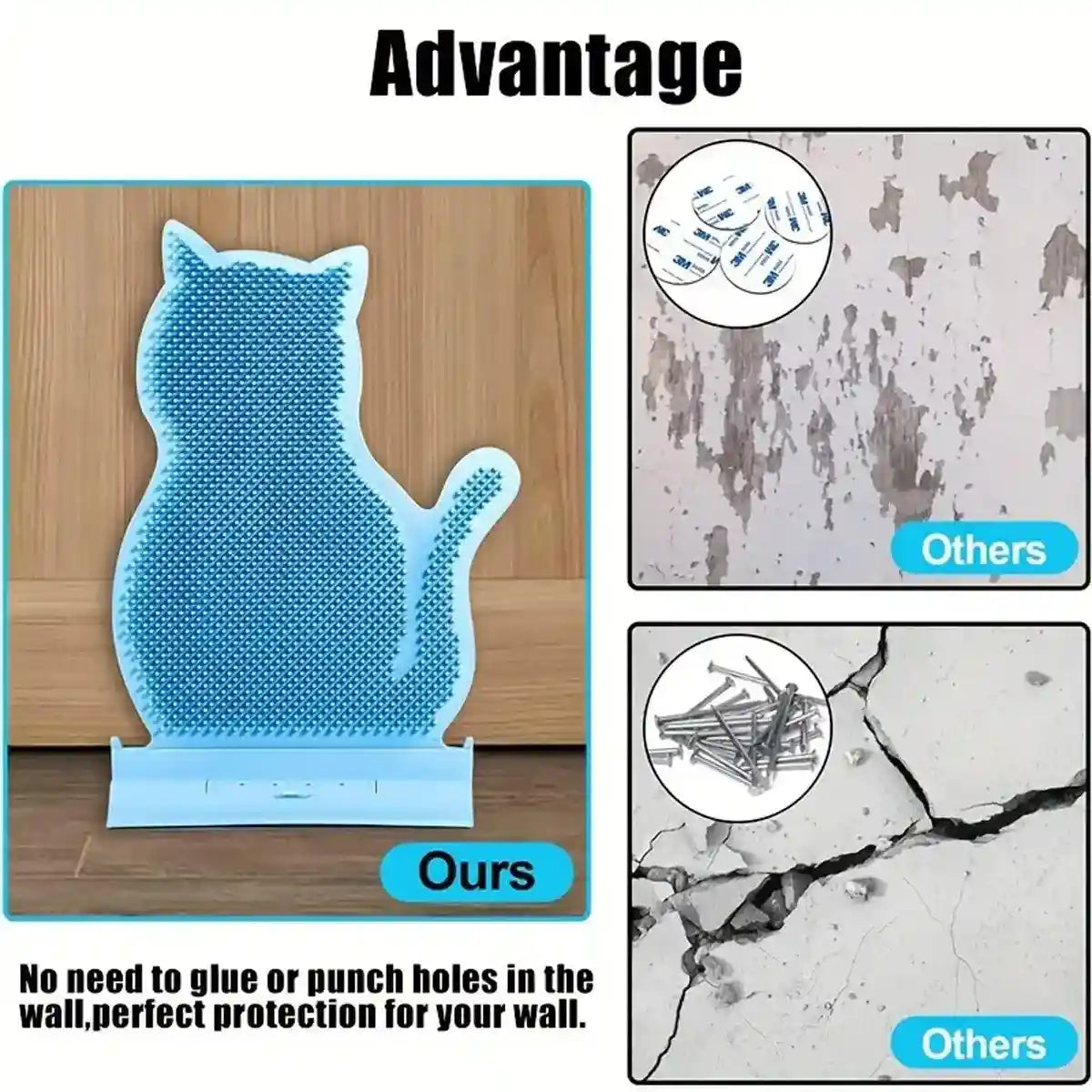 Self-Grooming Cat Hair Scraper Fixed Massage Brush for Shedding