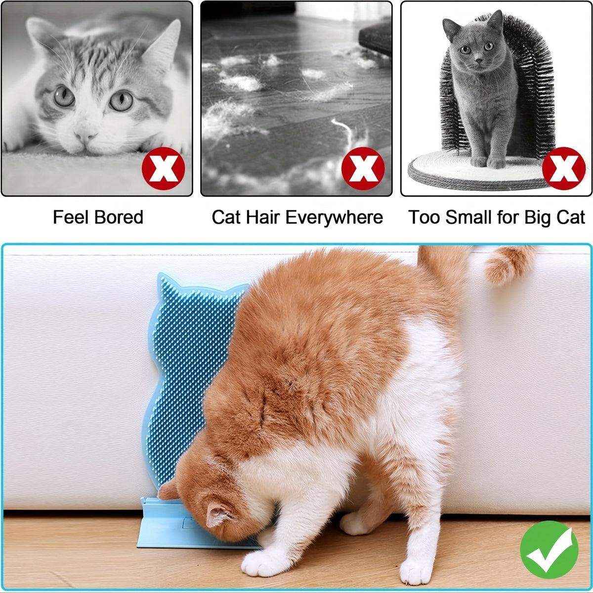 Self-Grooming Cat Hair Scraper Fixed Massage Brush for Shedding