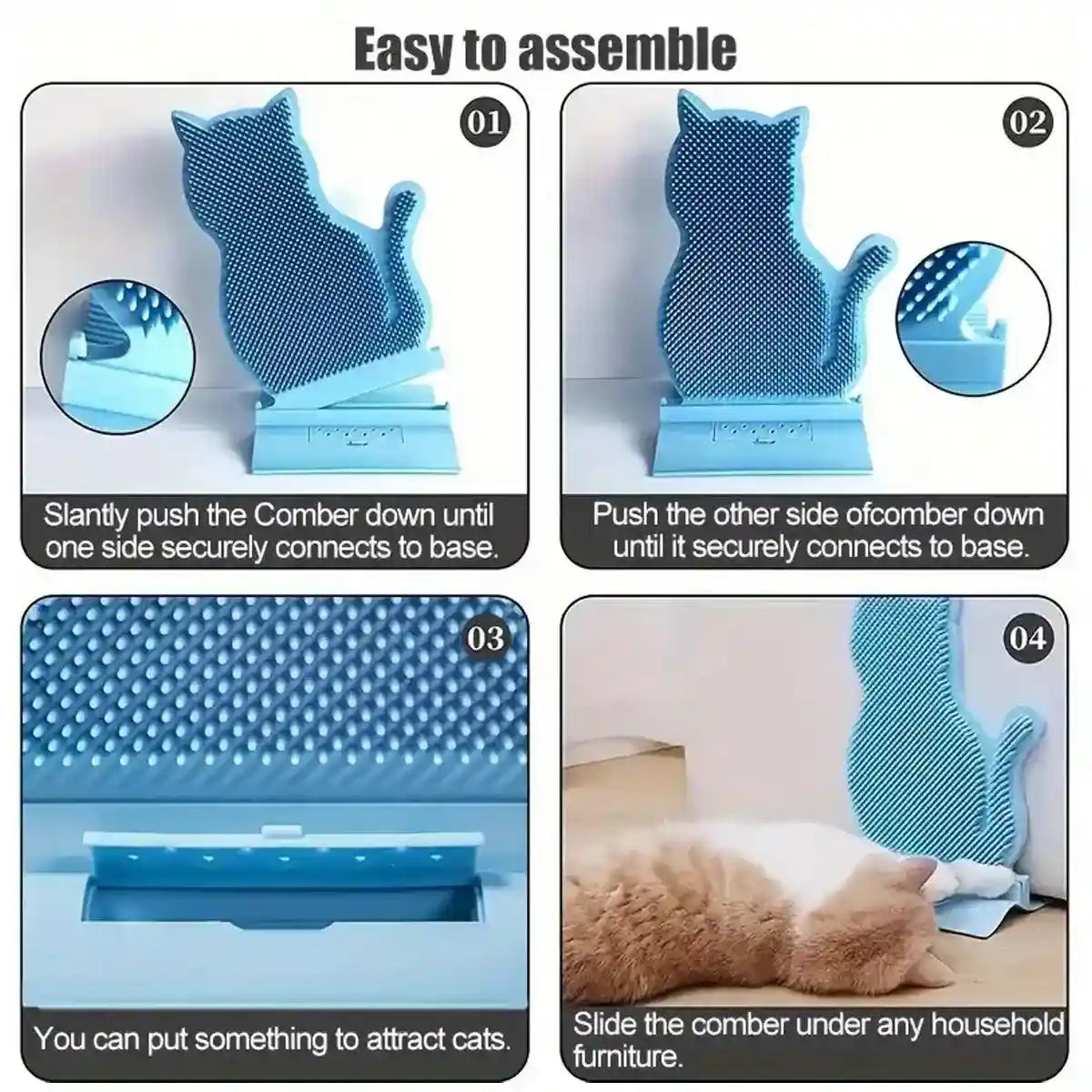 Self-Grooming Cat Hair Scraper Fixed Massage Brush for Shedding