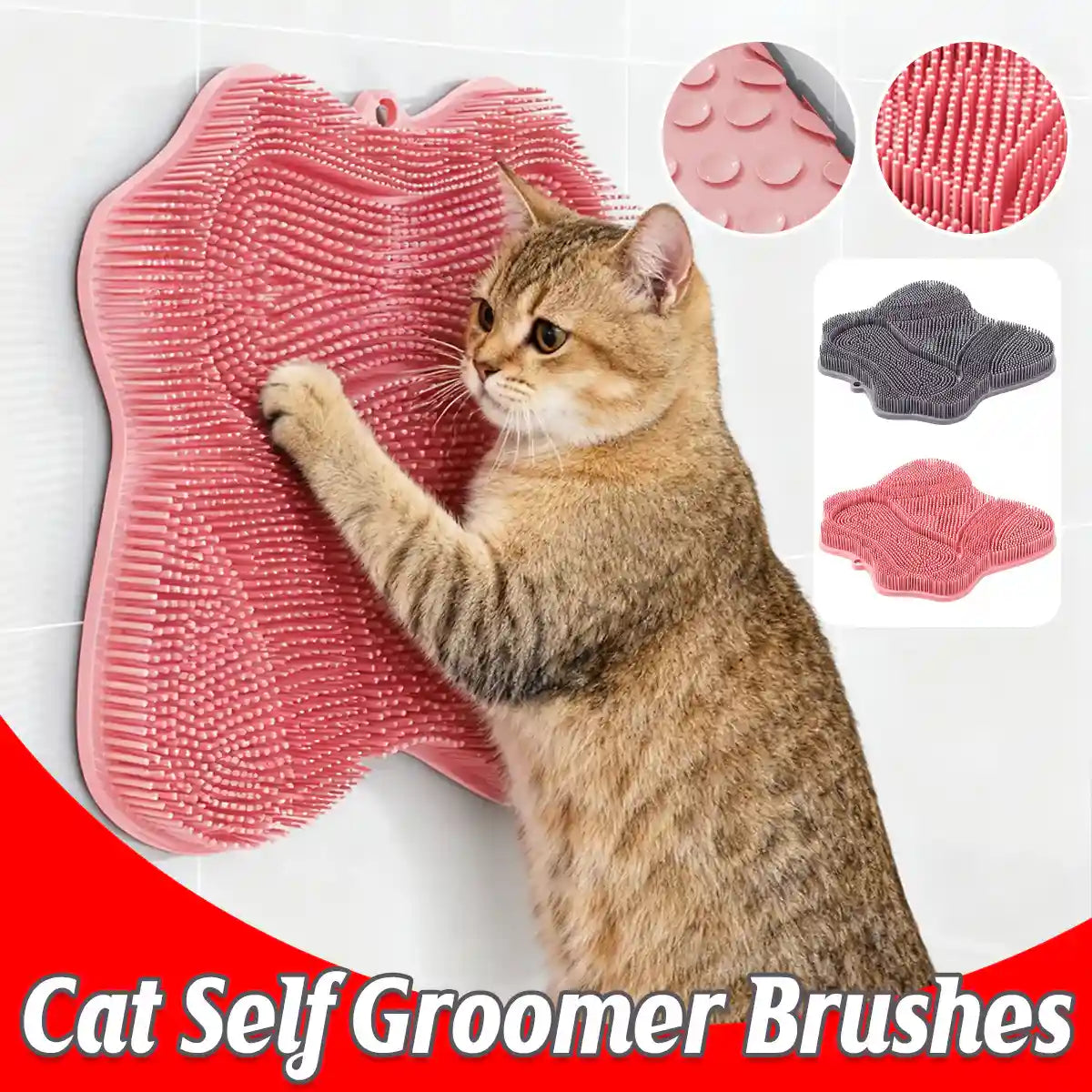 Cat Self Groomer Brush Wall-Mounted Silicone Grooming Pad for Cats