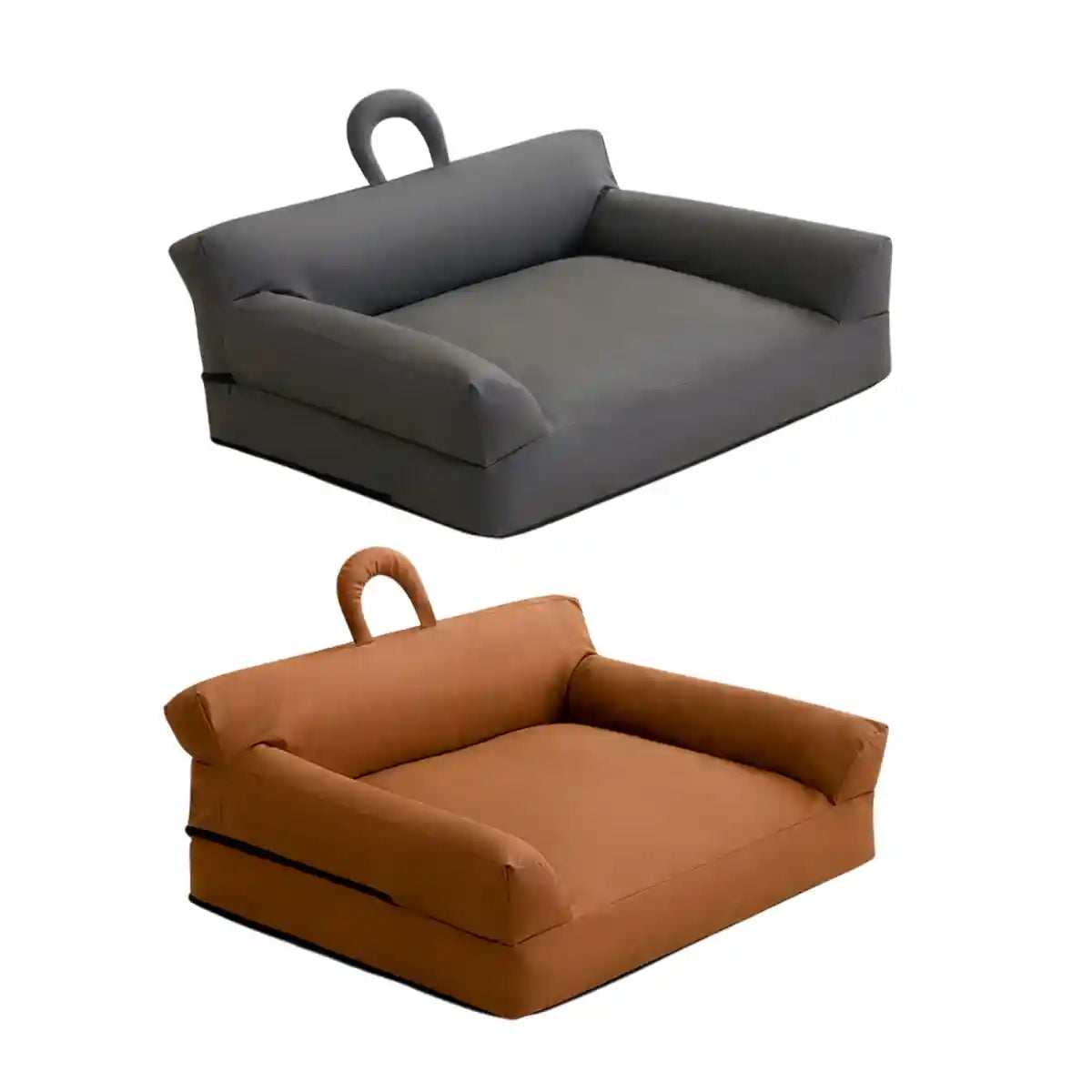 Waterproof PU Leather Dog Sofa Bed with Double Pillows