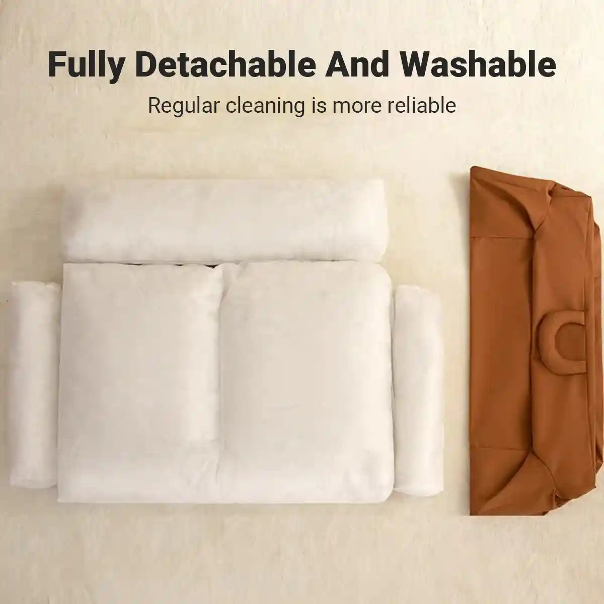 Waterproof PU Leather Dog Sofa Bed with Double Pillows