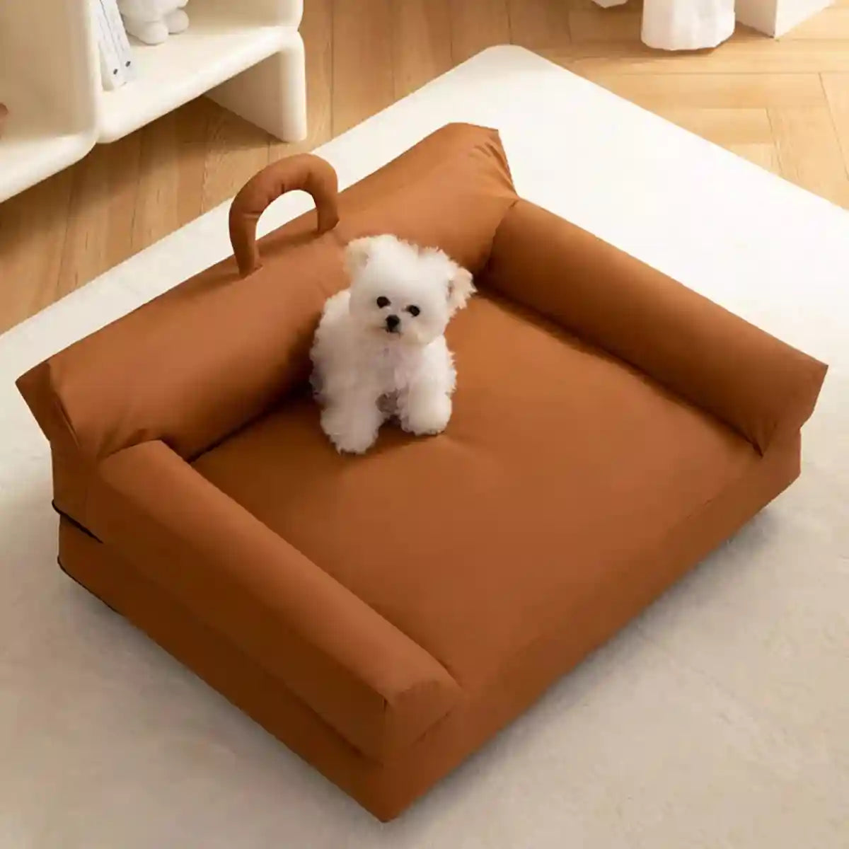 Waterproof PU Leather Dog Sofa Bed with Double Pillows