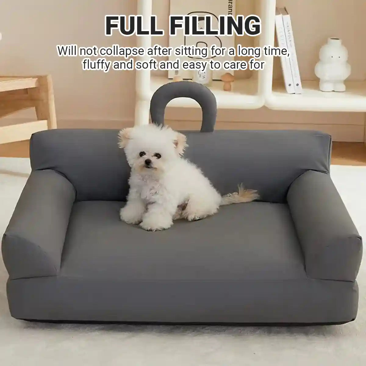 Waterproof PU Leather Dog Sofa Bed with Double Pillows