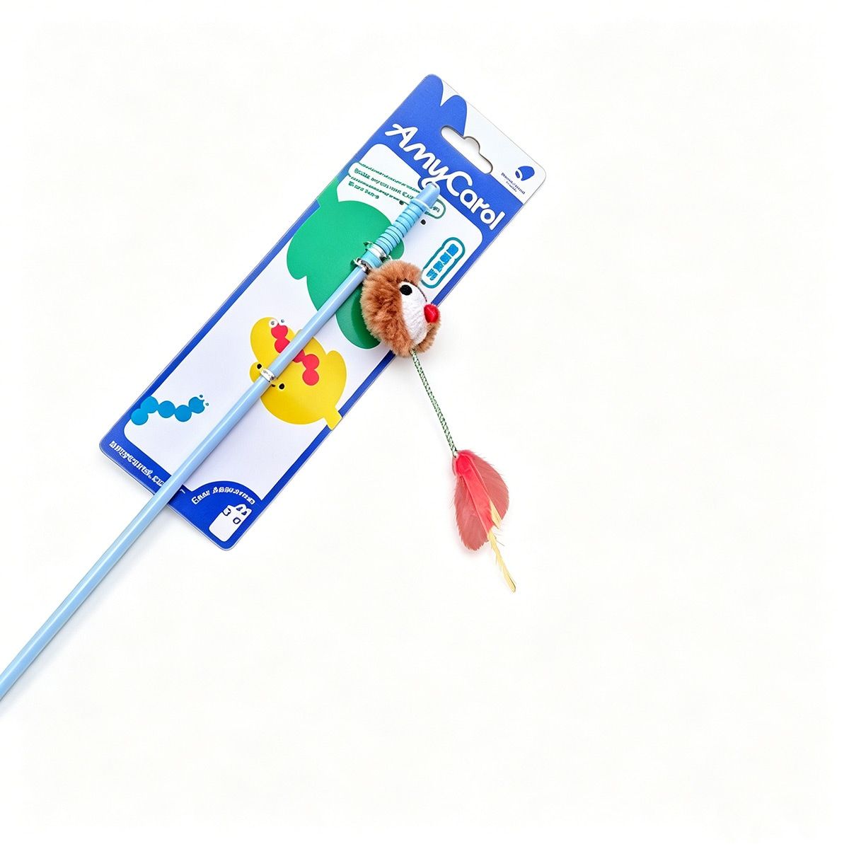 100cm Feather Cat Wand with Plush Hedgehog
