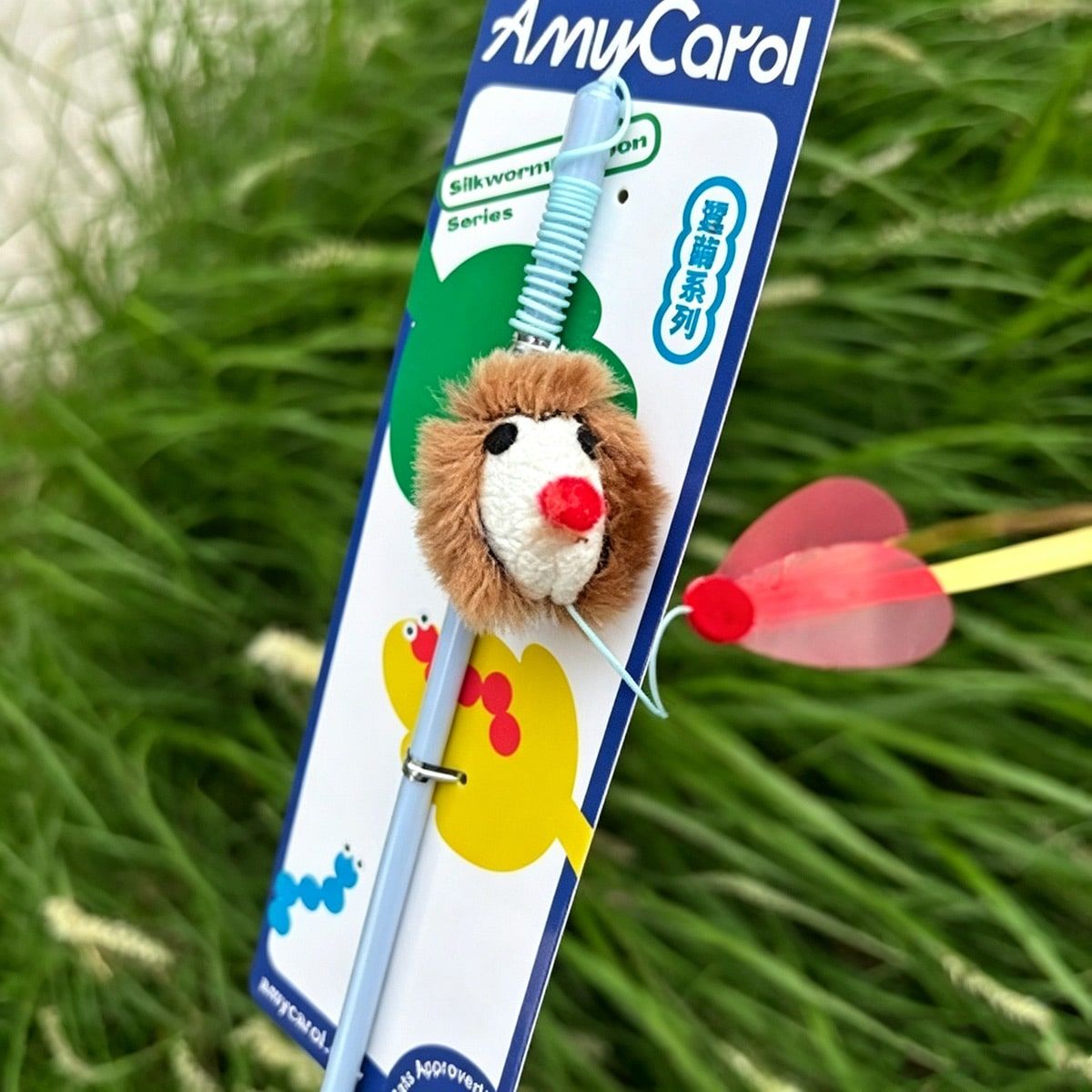 100cm Feather Cat Wand with Plush Hedgehog