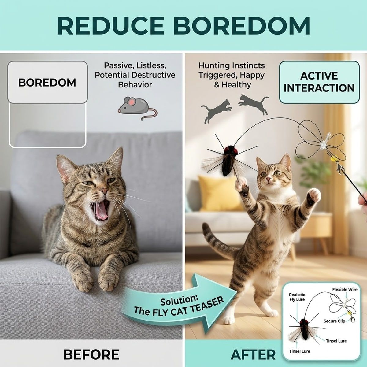 Fly Cat Teaser Attachment with 35cm Line