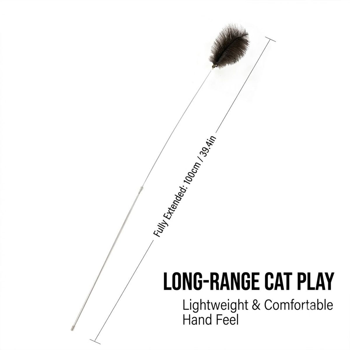 100cm Retractable Ostrich Feather Cat Wand