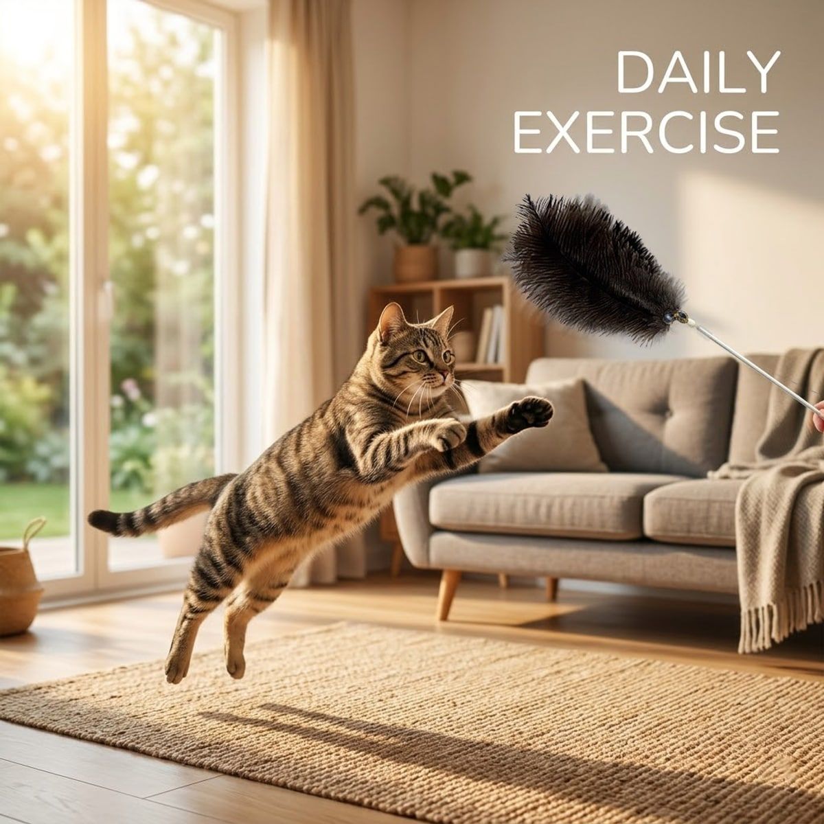 100cm Retractable Ostrich Feather Cat Wand
