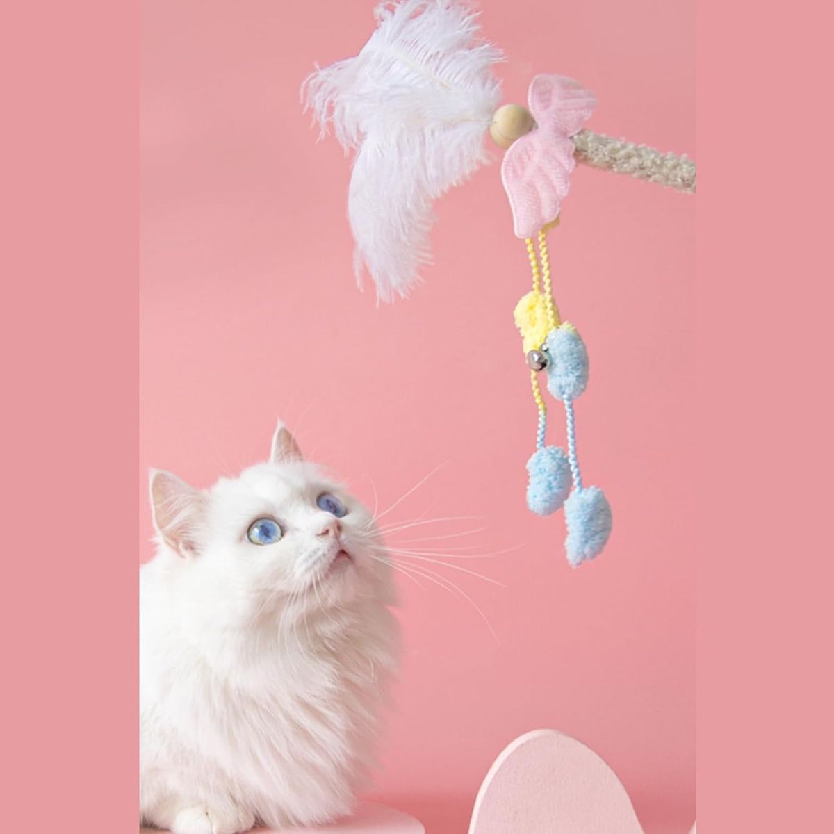 58cm Feather Cat Wand with Dangling Toys