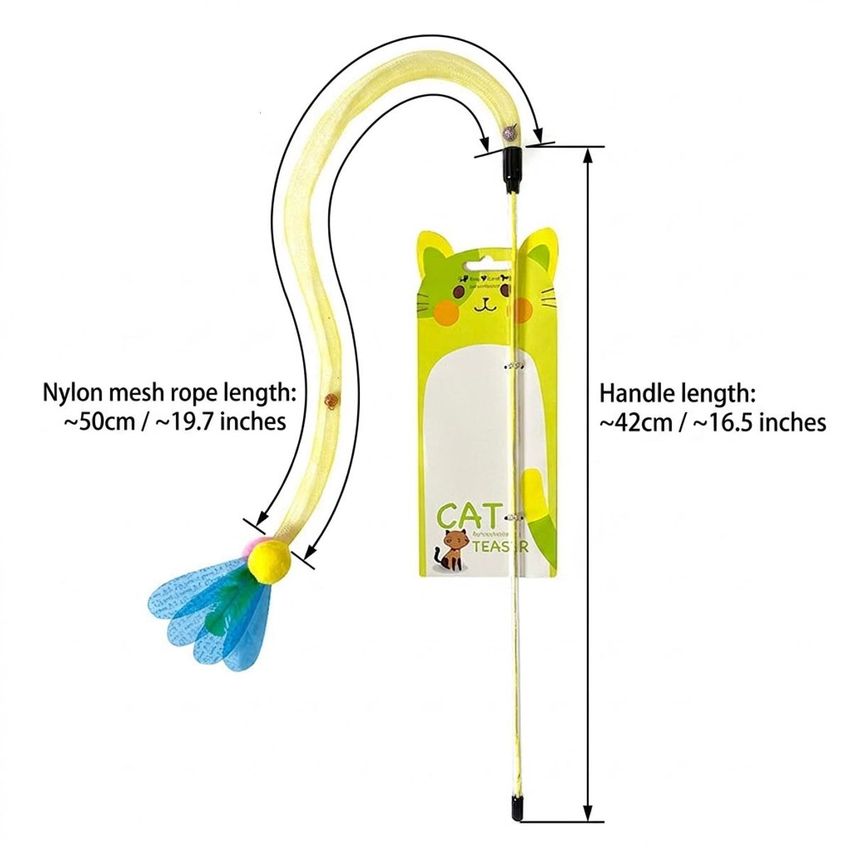42cm Cat Teaser Wand with Flexible Mesh Toy