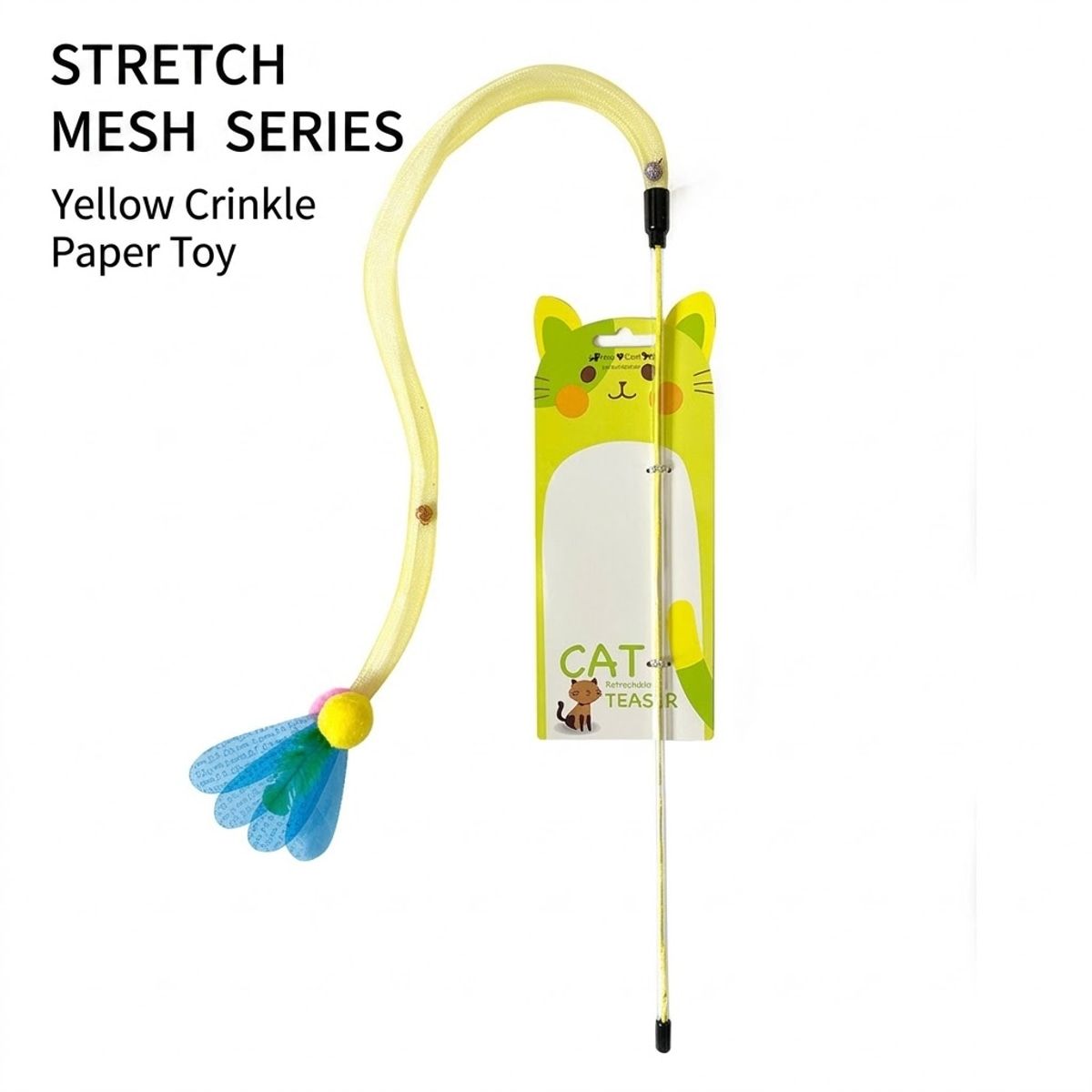 42cm Cat Teaser Wand with Flexible Mesh Toy
