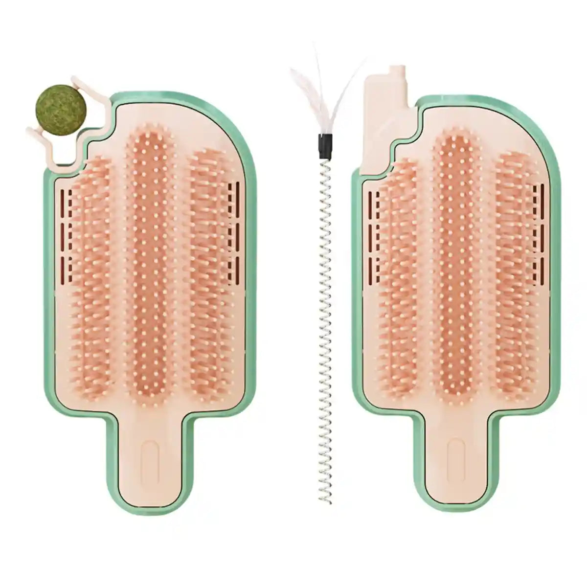 Wall-Mounted Ice Cream Cat Grooming Brush with Catnip or Teaser