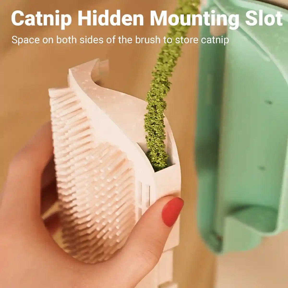 Wall-Mounted Ice Cream Cat Grooming Brush with Catnip or Teaser