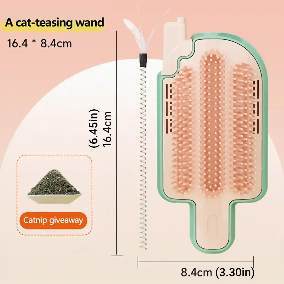 Wall-Mounted Ice Cream Cat Grooming Brush with Catnip or Teaser