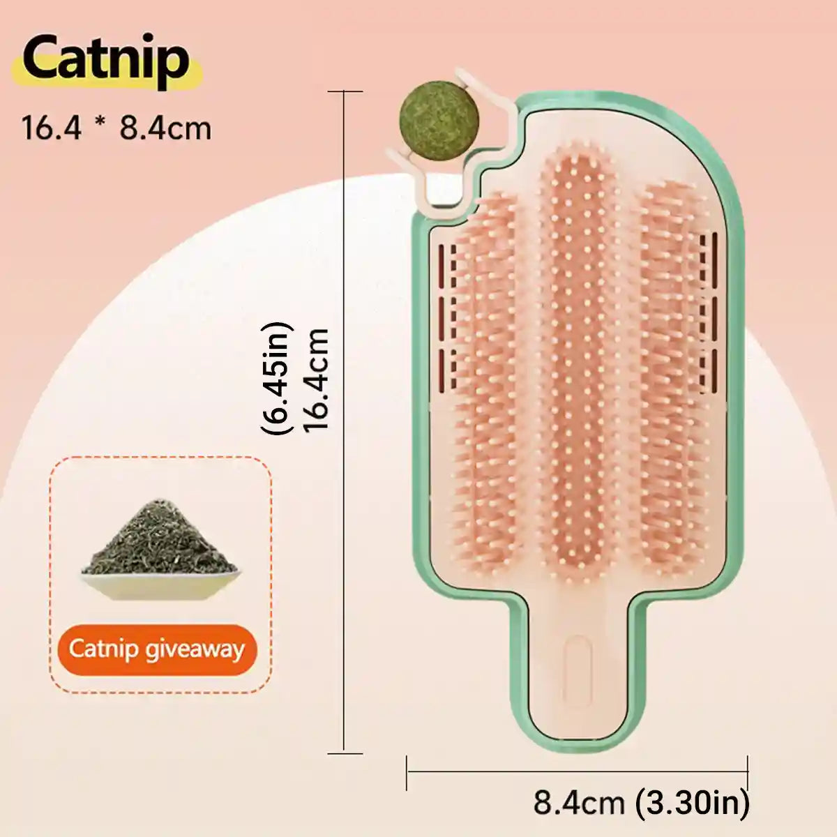 Wall-Mounted Ice Cream Cat Grooming Brush with Catnip or Teaser