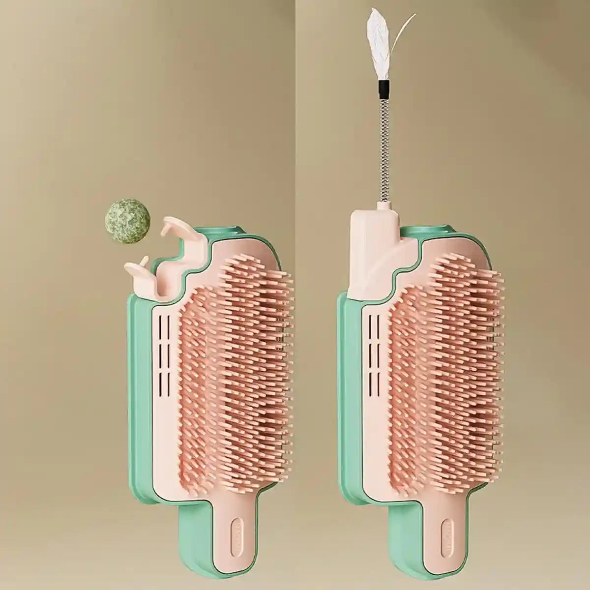 Wall-Mounted Ice Cream Cat Grooming Brush with Catnip or Teaser