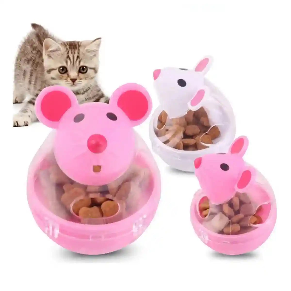 Interactive Cat Treat Dispenser Slow Feeder & Fun Mouse Toy