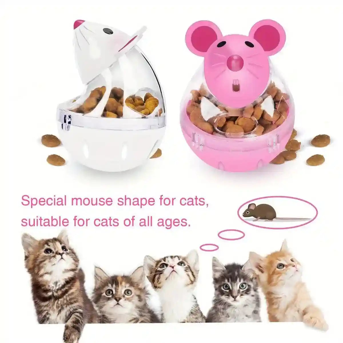 Interactive Cat Treat Dispenser Slow Feeder & Fun Mouse Toy