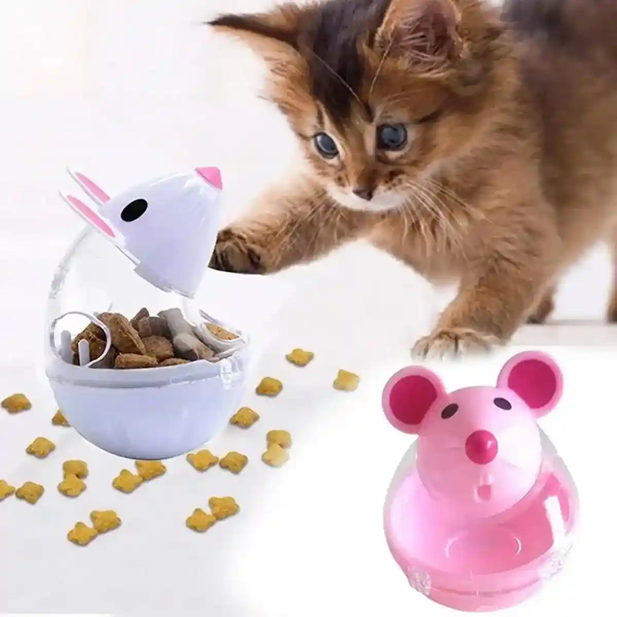 Interactive Cat Treat Dispenser Slow Feeder & Fun Mouse Toy
