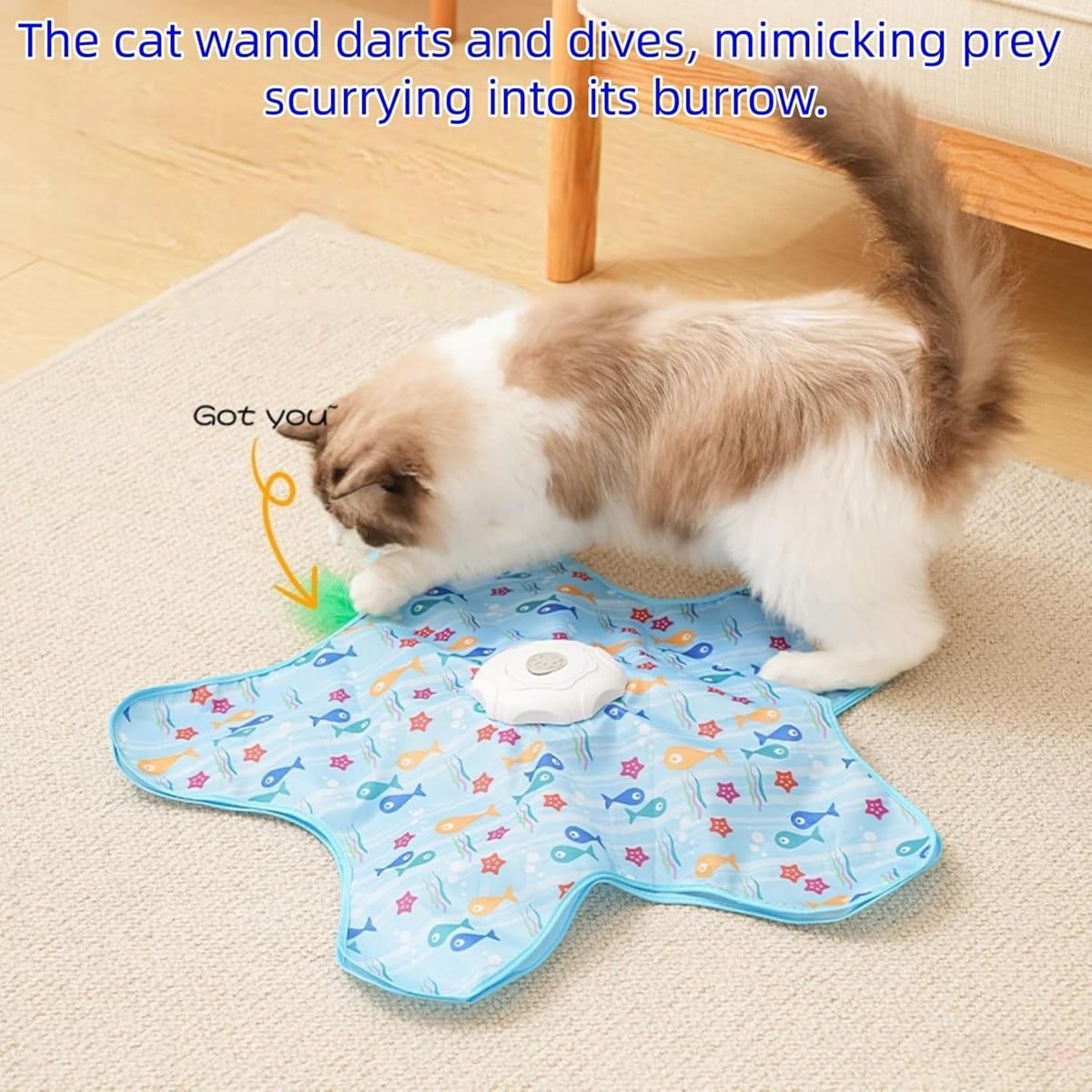 Blue Electronic Interactive Cat Toy with Teaser