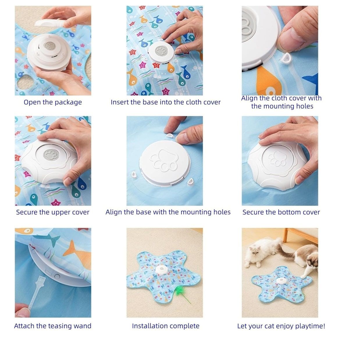 Blue Electronic Interactive Cat Toy with Teaser