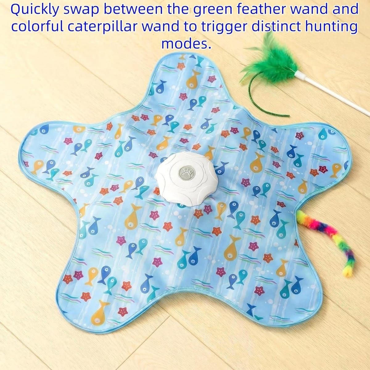 Blue Electronic Interactive Cat Toy with Teaser