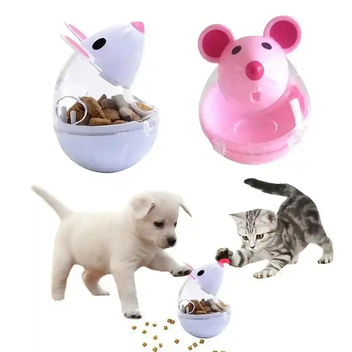 Interactive Cat Treat Dispenser Slow Feeder & Fun Mouse Toy