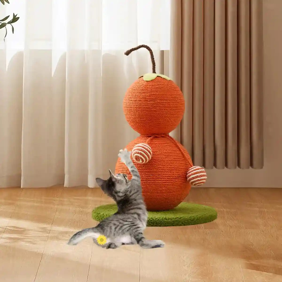Gourd-Shaped Cat Scratching Column with Sisal Rope & Play Ball