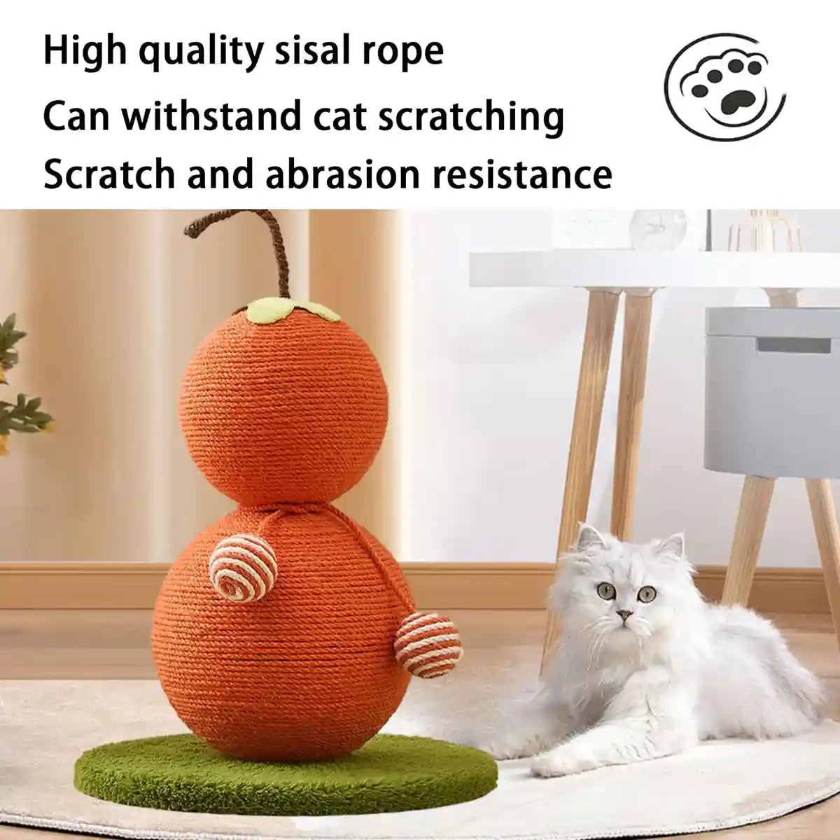Gourd-Shaped Cat Scratching Column with Sisal Rope & Play Ball