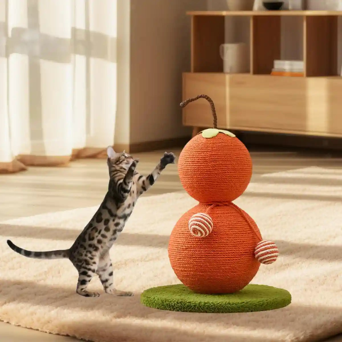 Gourd-Shaped Cat Scratching Column with Sisal Rope & Play Ball