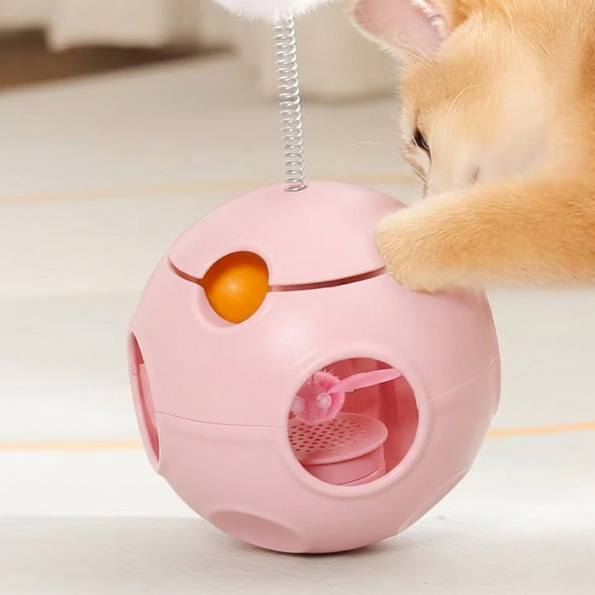 Cat Tumbler Toy - Catnip Spring Fluffy Ball Self-Play