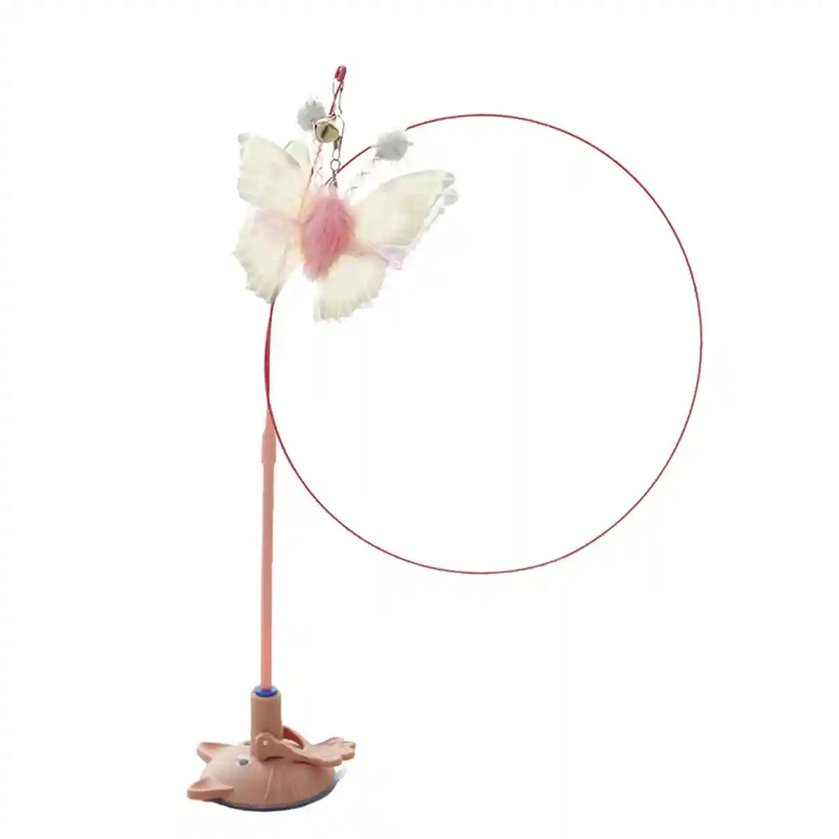 Pink Butterfly Cat Teaser Toy With Suction Base