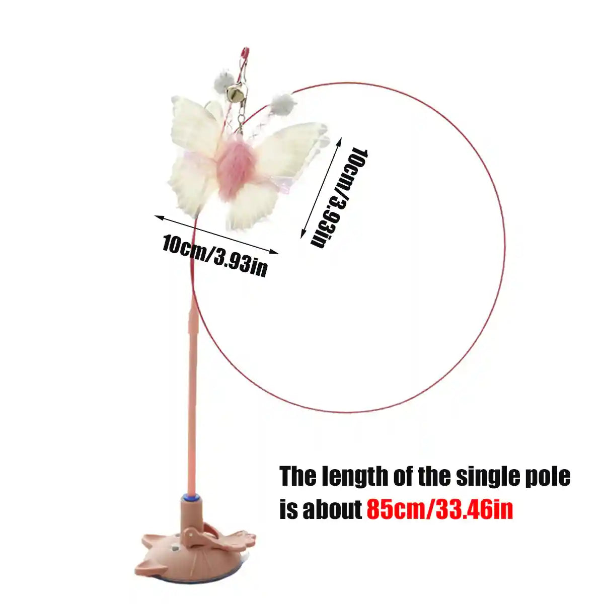 Pink Butterfly Cat Teaser Toy With Suction Base