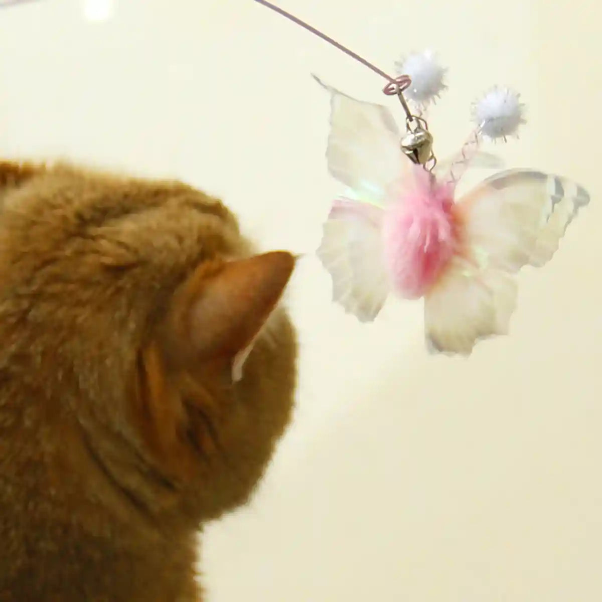 Pink Butterfly Cat Teaser Toy With Suction Base