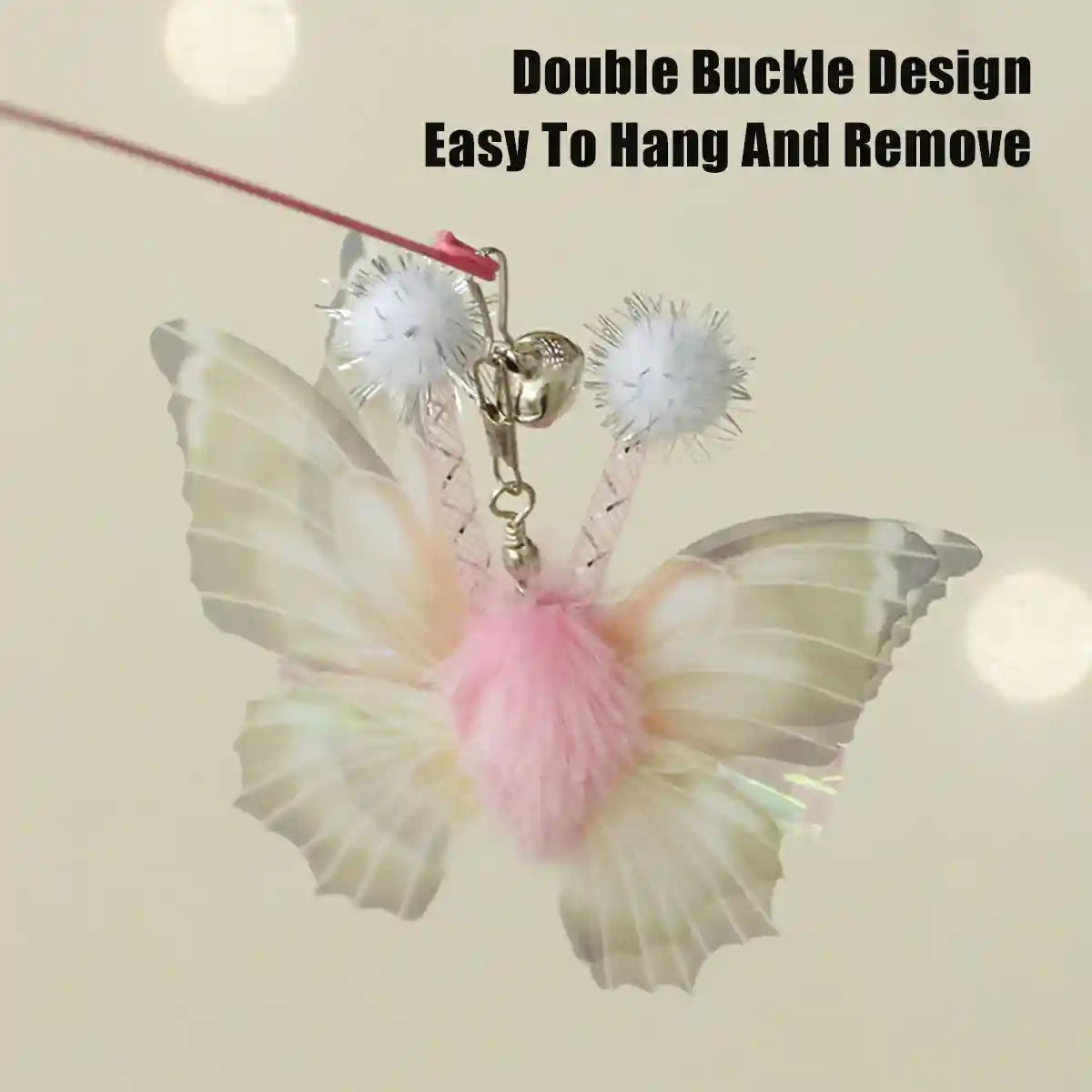 Pink Butterfly Cat Teaser Toy With Suction Base