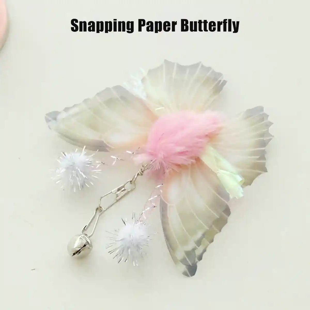 Pink Butterfly Cat Teaser Toy With Suction Base