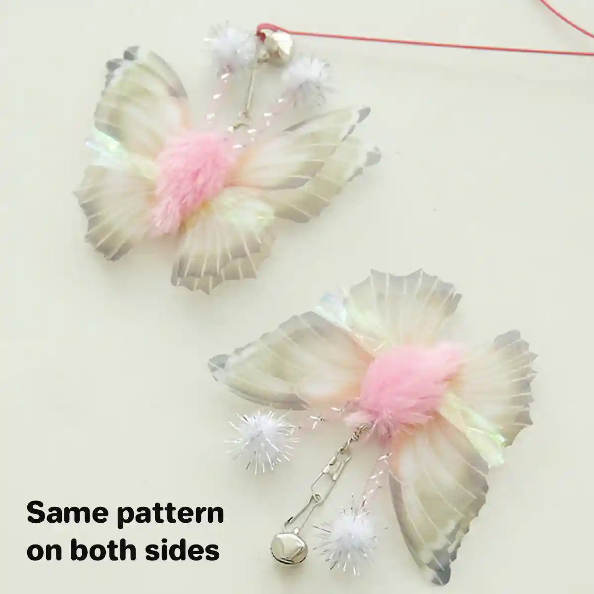 Pink Butterfly Cat Teaser Toy With Suction Base