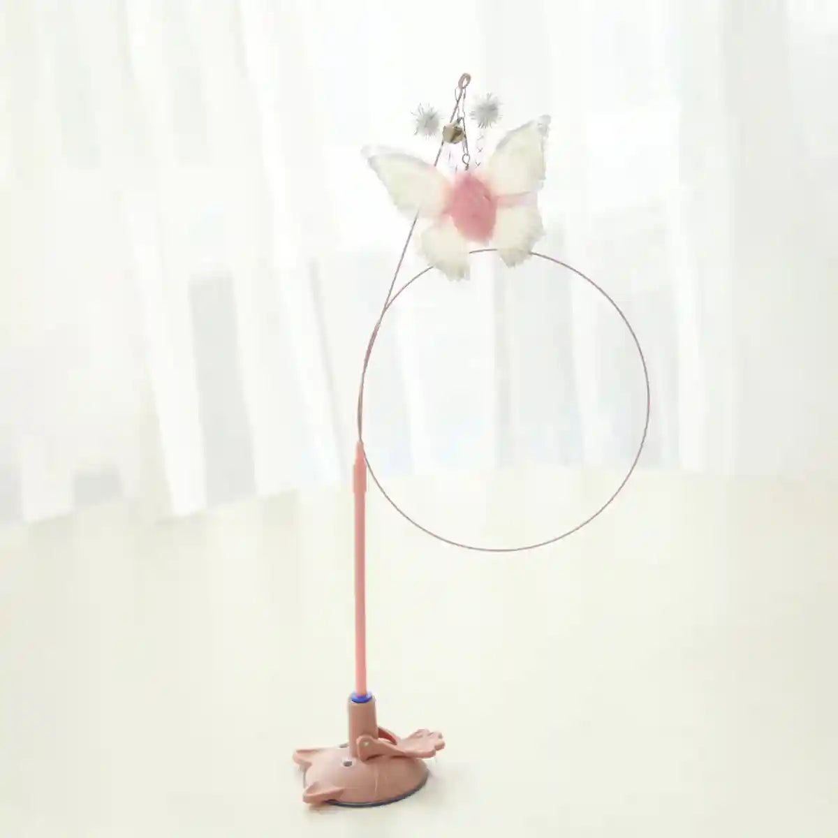 Pink Butterfly Cat Teaser Toy With Suction Base