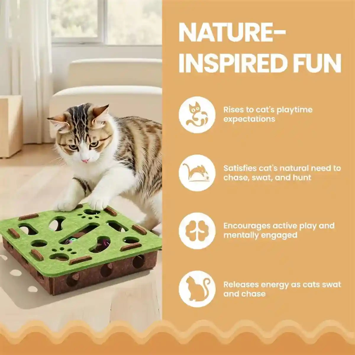 Felt Cat Puzzle Toy Maze Box 30cm Enrichment Game