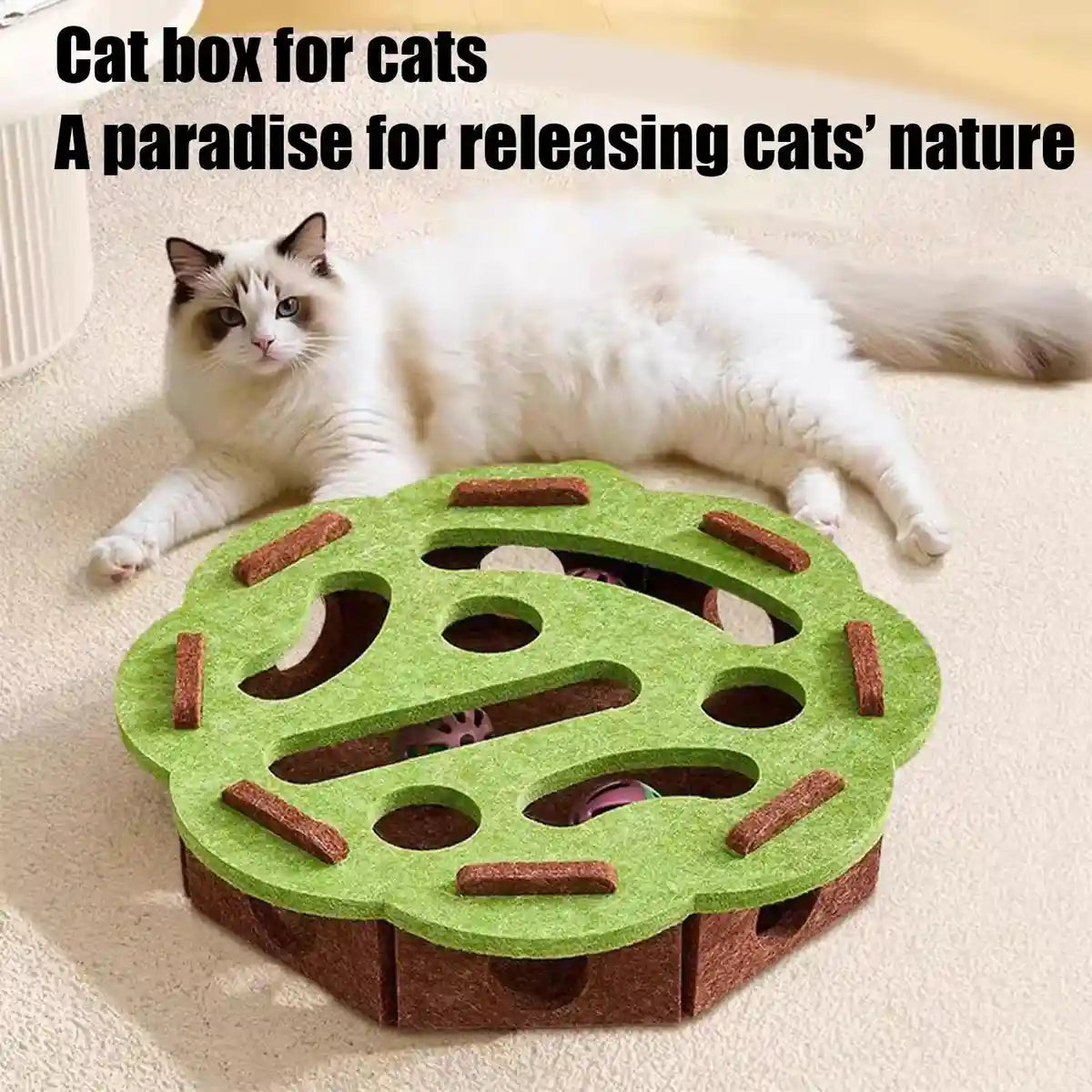 Felt Cat Puzzle Toy Maze Box 30cm Enrichment Game