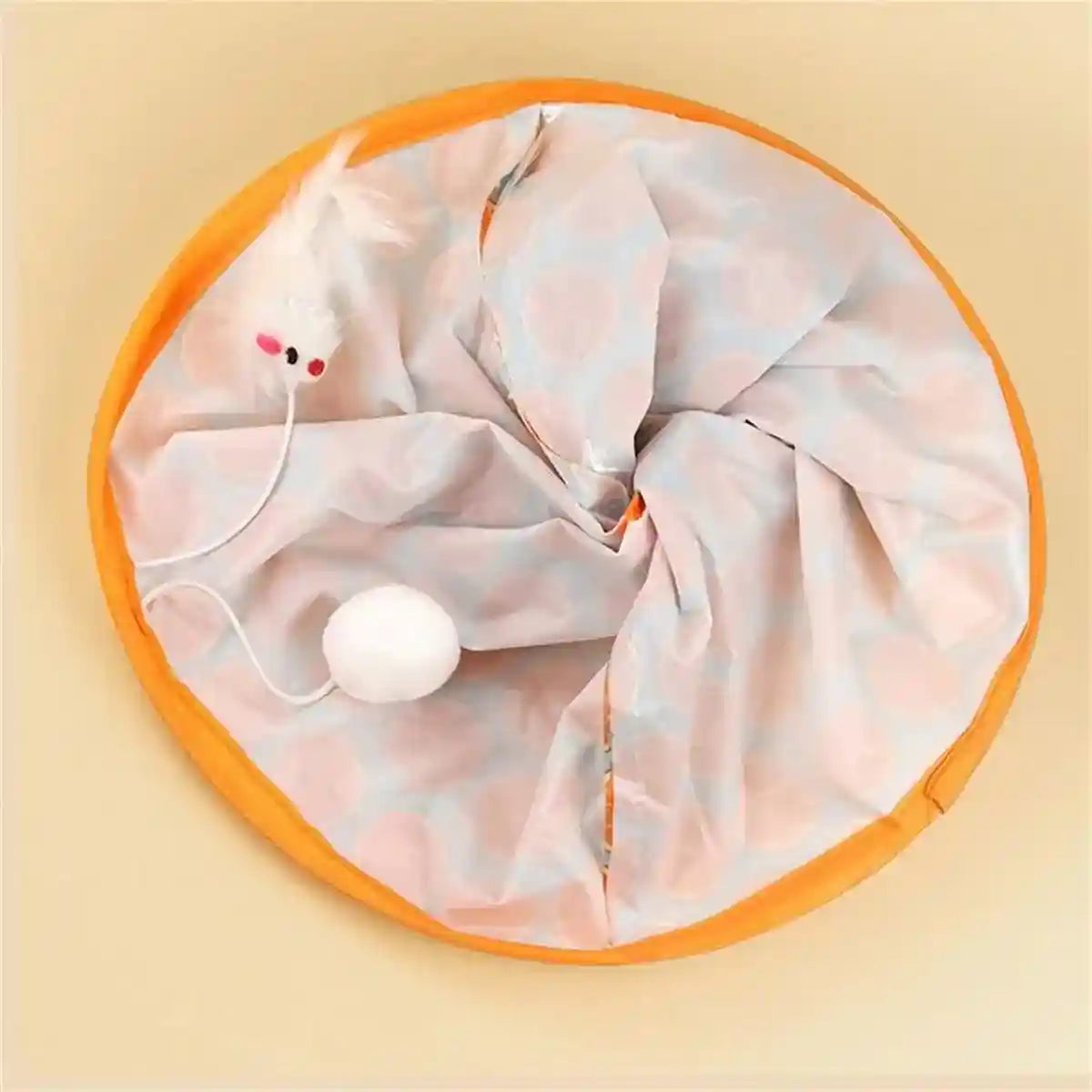 Interactive Foldable Cat Play Tunnel Crinkle Peek Holes & Hanging Balls