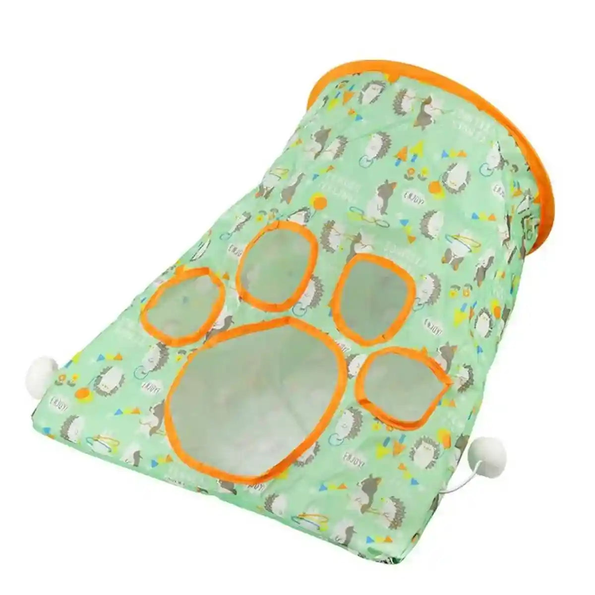 Interactive Foldable Cat Play Tunnel Crinkle Peek Holes & Hanging Balls