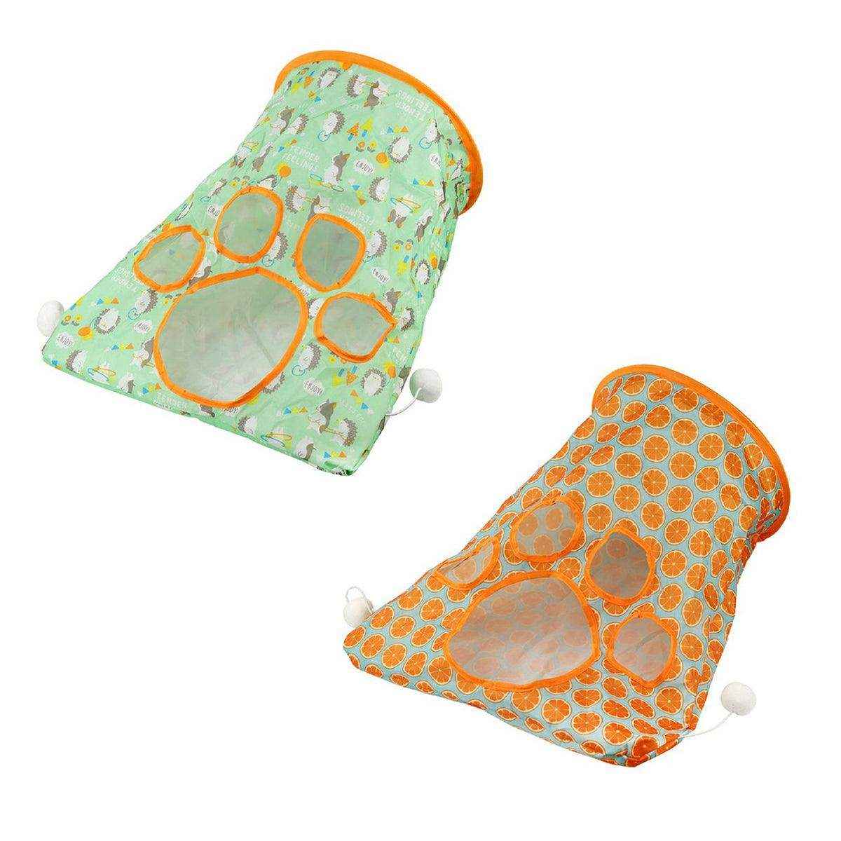 Interactive Foldable Cat Play Tunnel Crinkle Peek Holes & Hanging Balls
