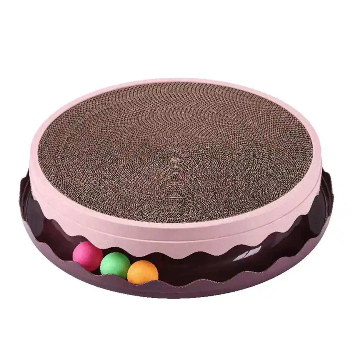 Interactive Cat Scratching Pad Round Corrugated Play Toy with Balls