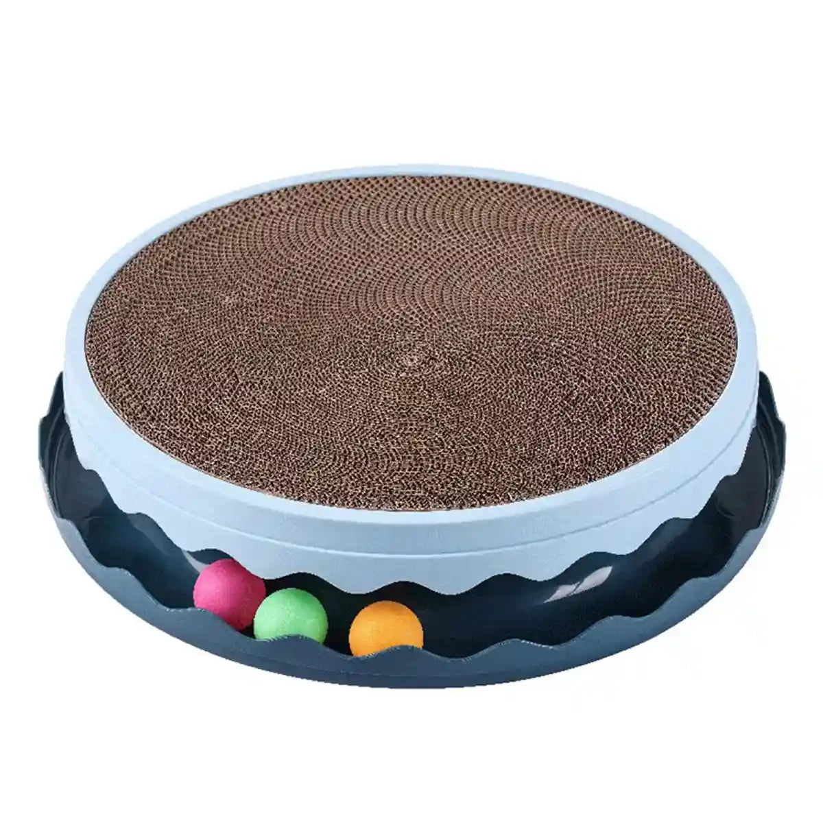 Interactive Cat Scratching Pad Round Corrugated Play Toy with Balls