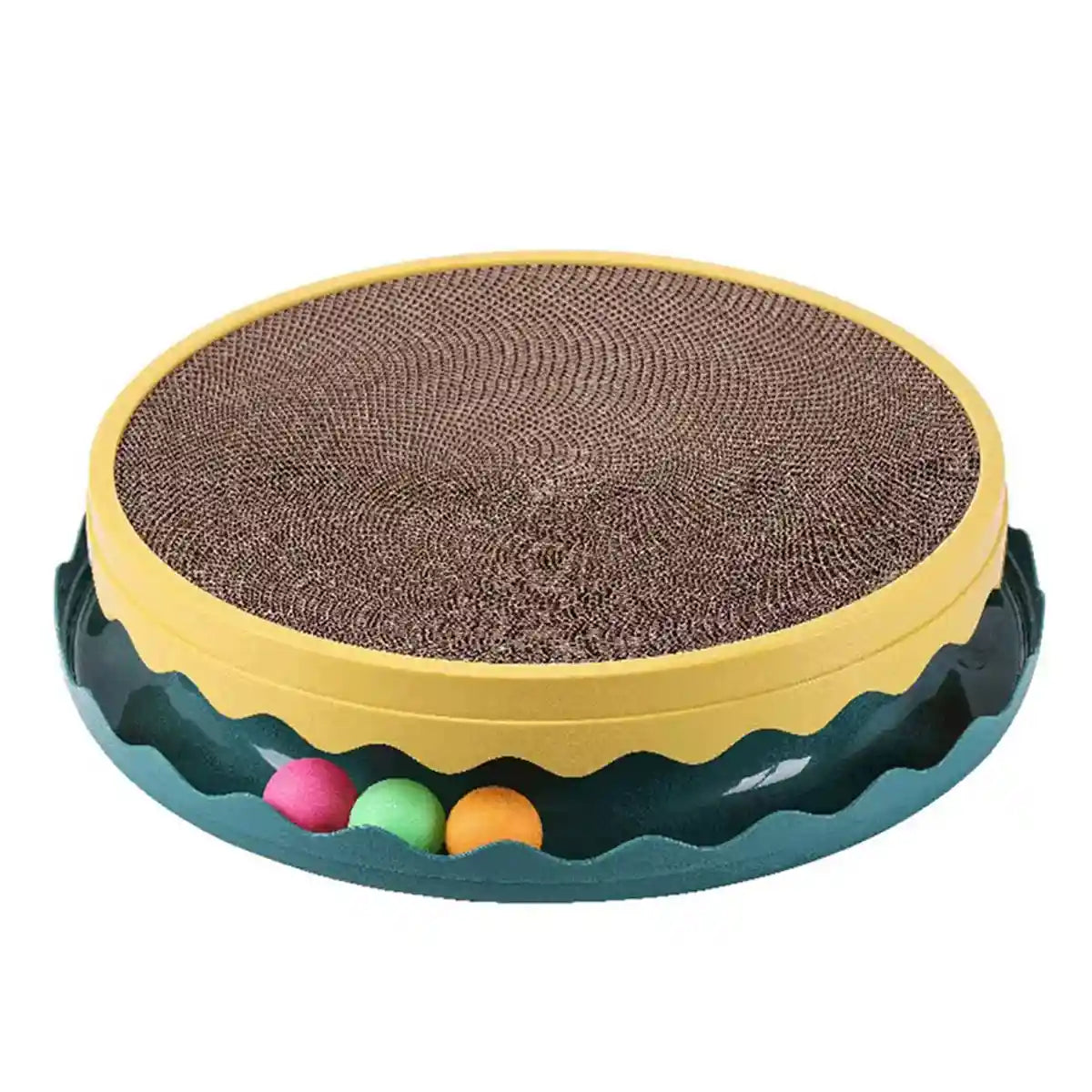 Interactive Cat Scratching Pad Round Corrugated Play Toy with Balls