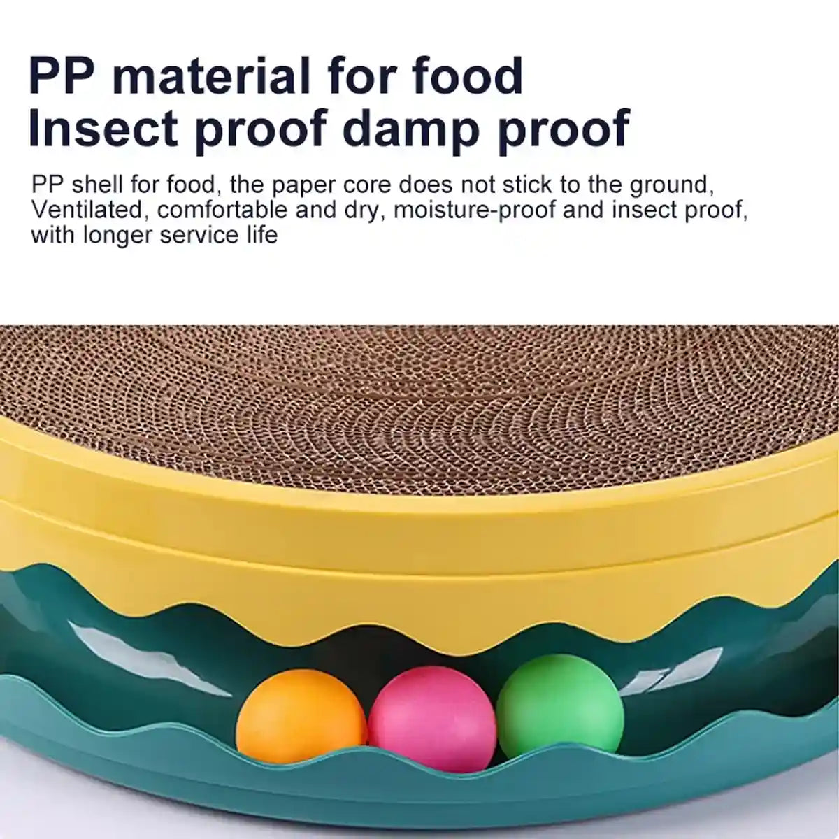 Interactive Cat Scratching Pad Round Corrugated Play Toy with Balls