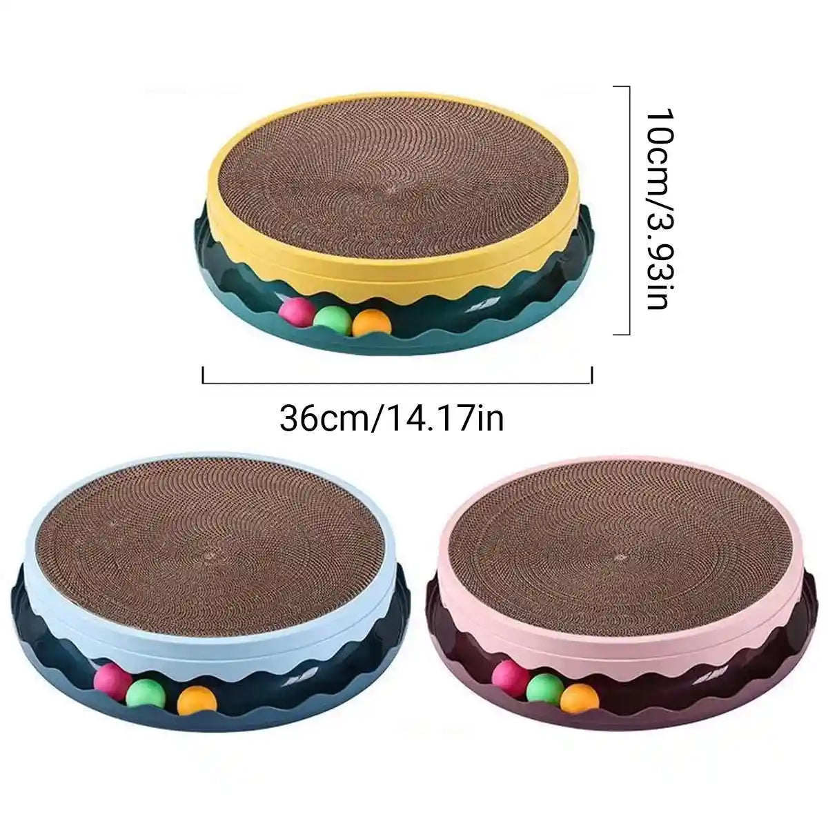 Interactive Cat Scratching Pad Round Corrugated Play Toy with Balls