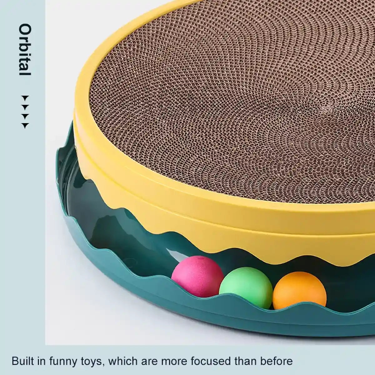 Interactive Cat Scratching Pad Round Corrugated Play Toy with Balls